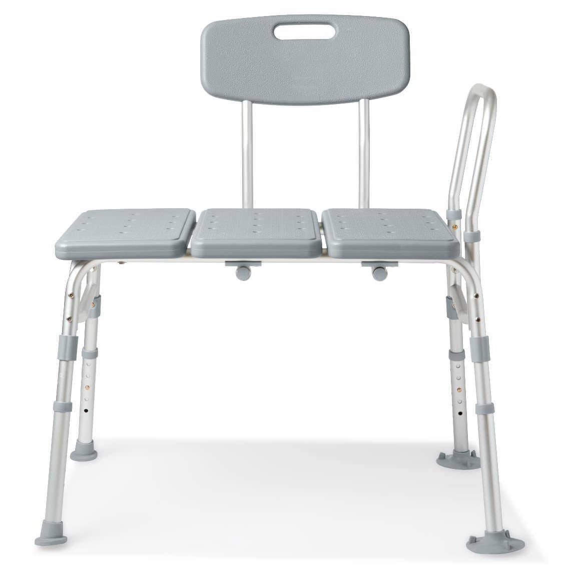 Medline Transfer Bench with Backrest, Adjustable Height - Image 2