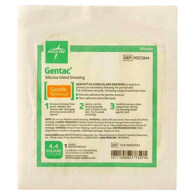 Gentac Silicone Adhesive Island Wound Dressing, 2 x 2 Inch - Each - Image 1