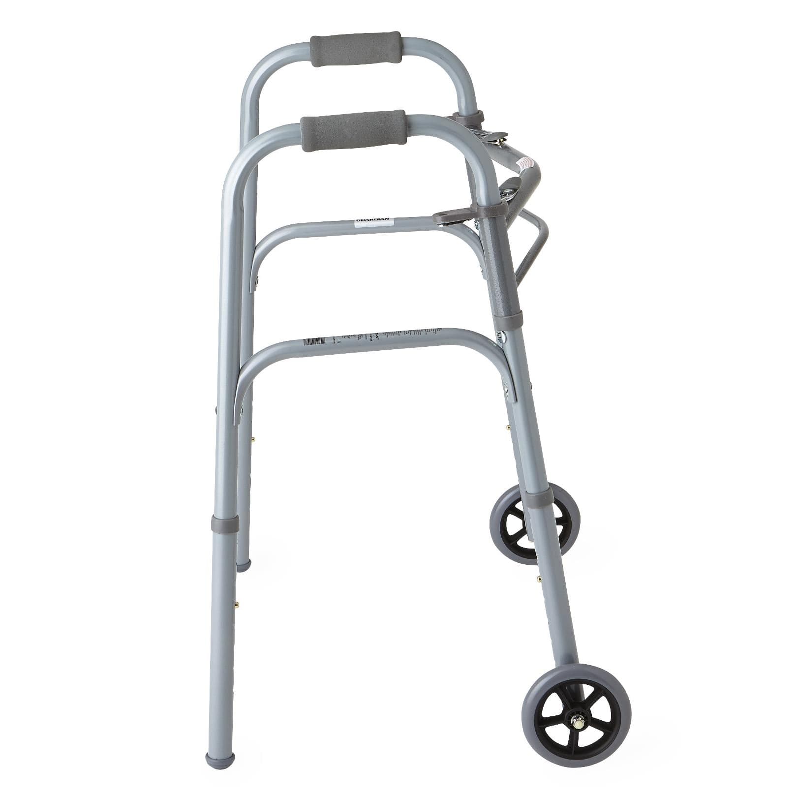 Medline Guardian Two-Button Folding Walker with Wheels - Image 3
