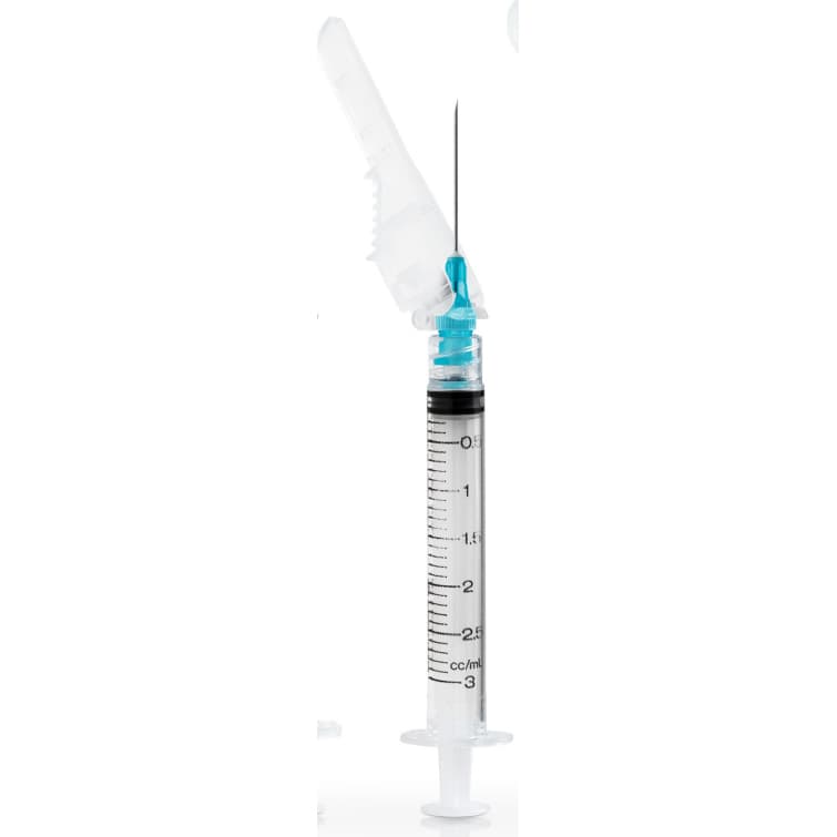 McKesson Prevent Syringe with Hypodermic Needle, Blue, 23 Gauge, 1 Inch - Case of 400 - Image 1