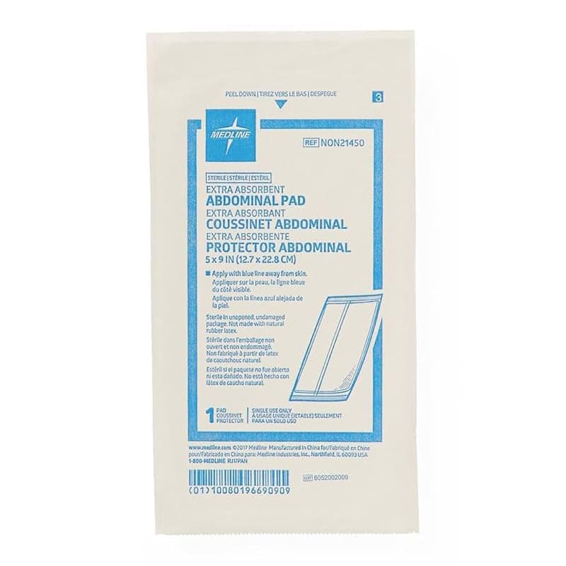 Medline Sterile Abdominal Pad, 5 x 9 Inch - Image 1