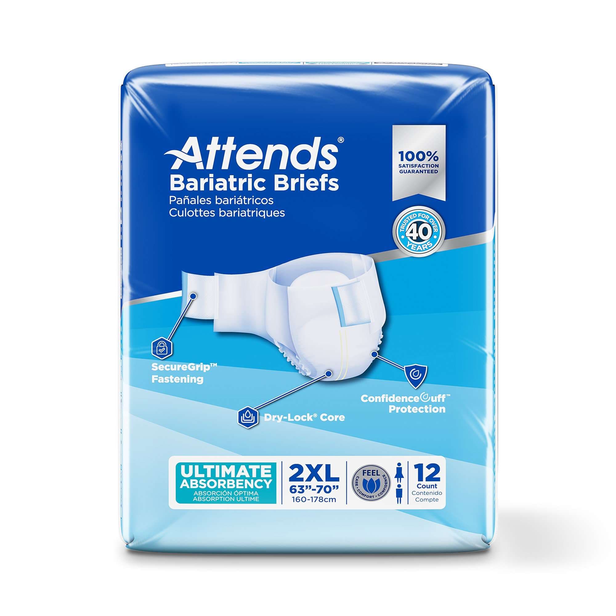 Attends Bariatric Adult Briefs, 2XLarge - Case of 48 - Image 1