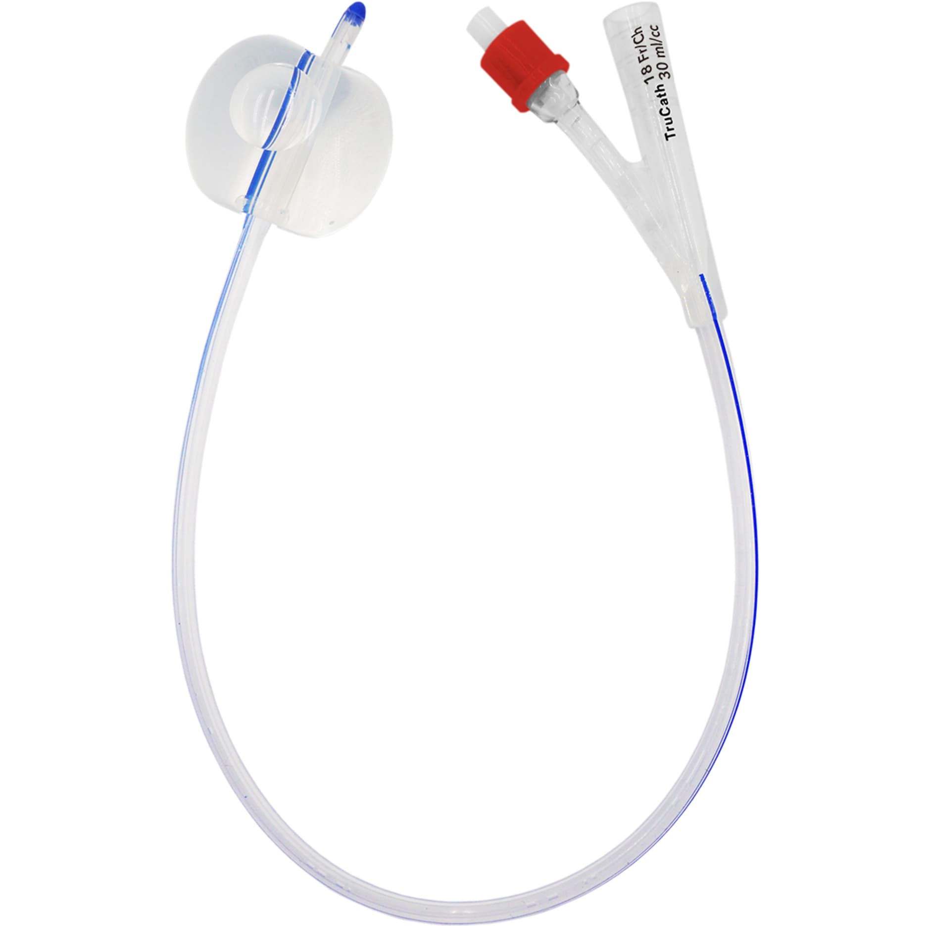 TruCath 100% Silicone 2-Way Foley Catheter, 18 Fr, 30 mL Balloon - Each - Image 1