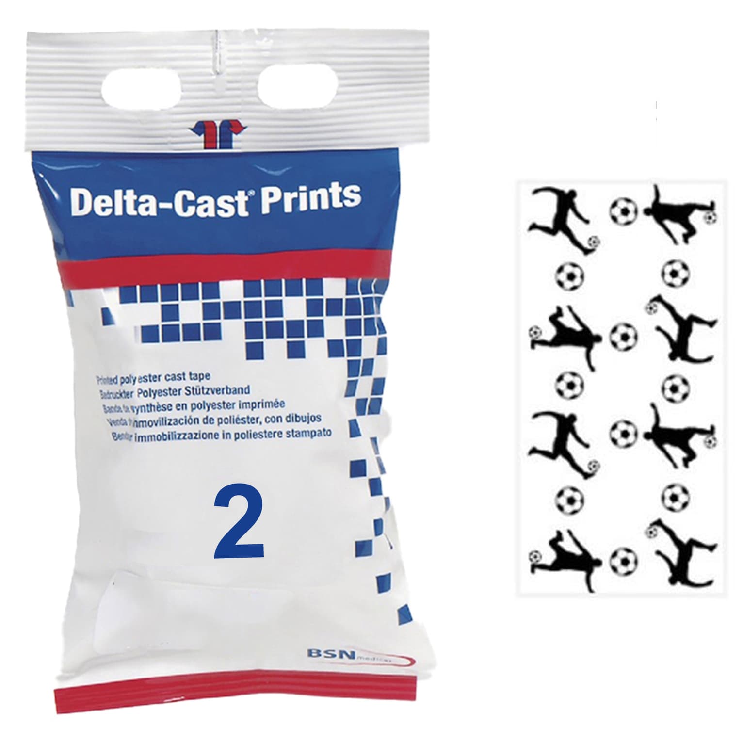 Delta Flash Print Cast Tape, Soccer Balls Print, 2 Inch x 12 Feet - Box of 10 - Image 1
