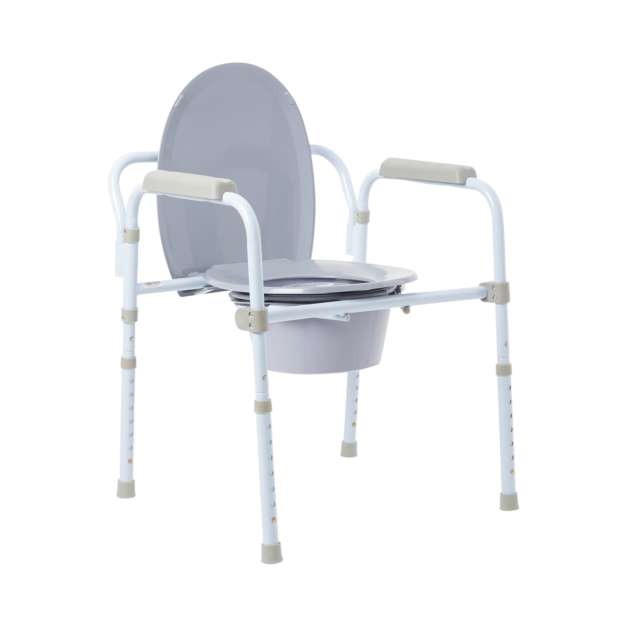 McKesson Fixed Arm Folding Commode Chair, Blue