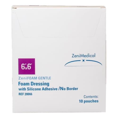 ZeniFoam Gentle Polyurethane Foam Dressing, 6 x 6 Inch - Box of 10 - Image 1