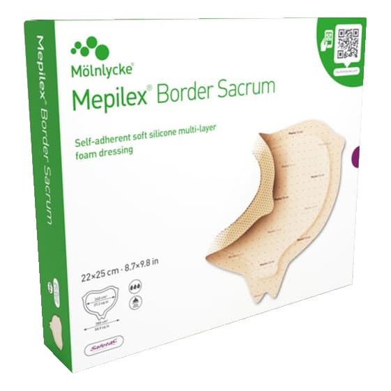 Mepilex Border Sacrum Foam Dressing, 8.7 x 9.8 Inch - Case of 40 - Image 1