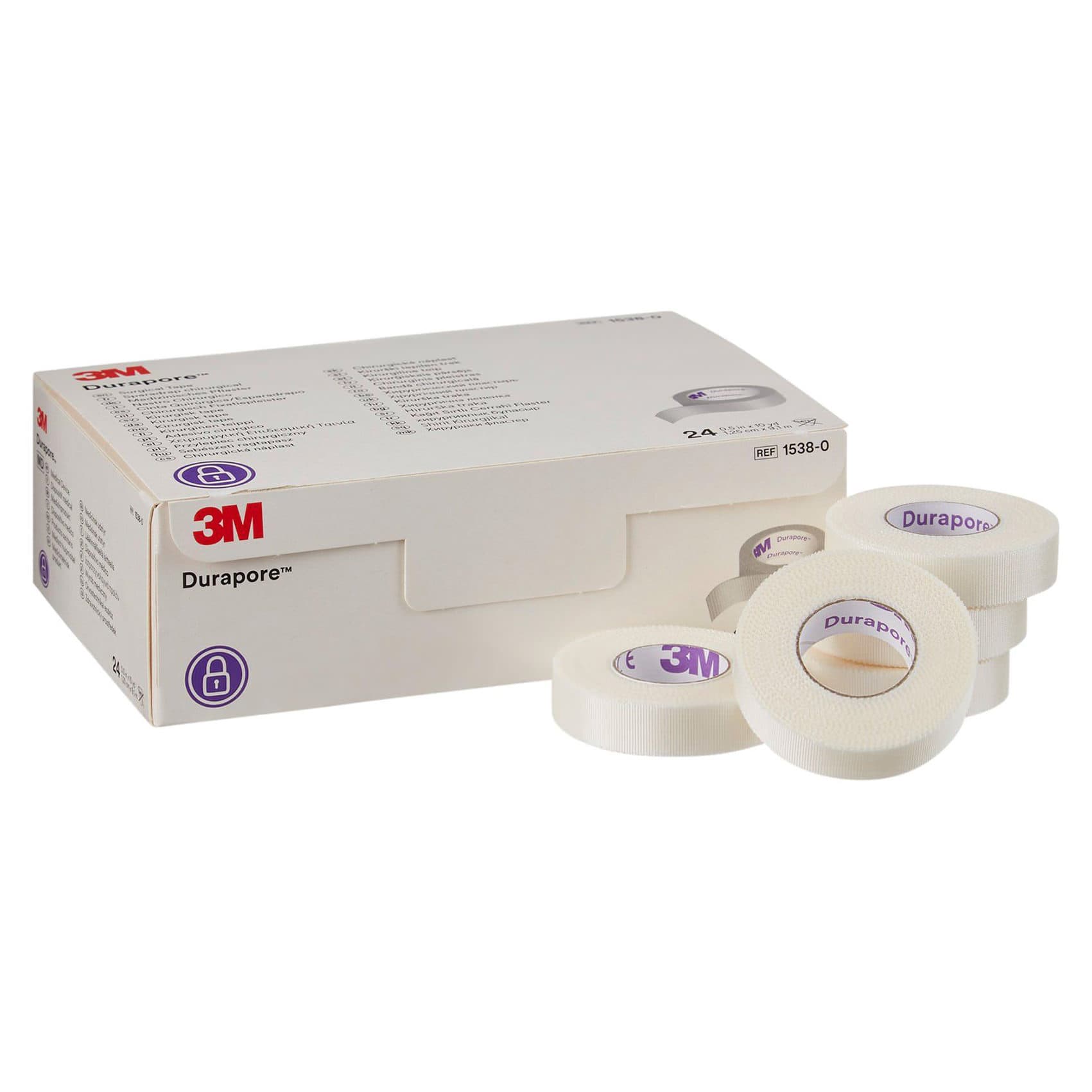 3M Durapore Waterproof Surgical Tape, 1/2 Inch x 10 Yard - Case of 240 - Image 1