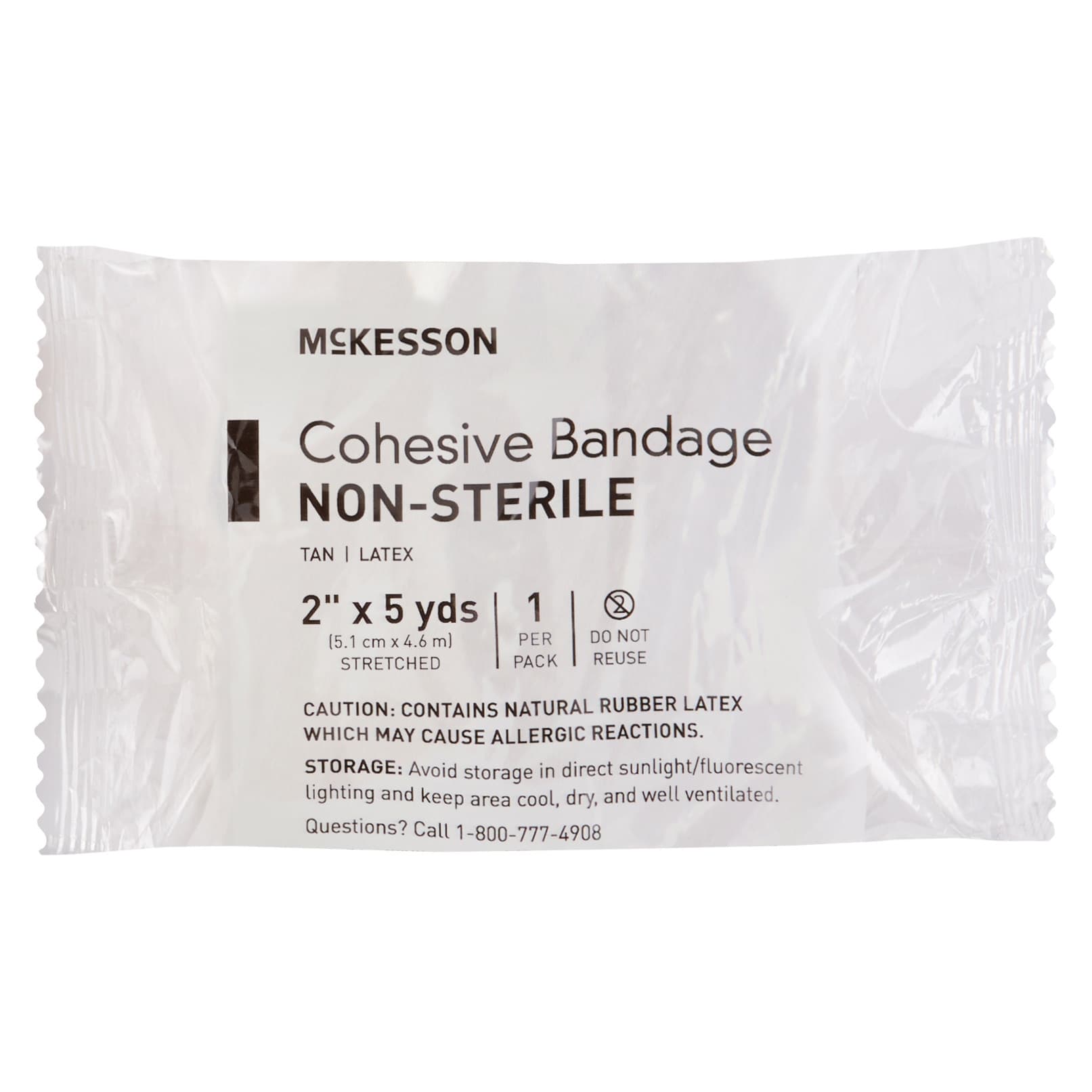 McKesson Elastic Cohesive Compression Bandage, 2 Inch x 5 Yard, Tan - Image 1