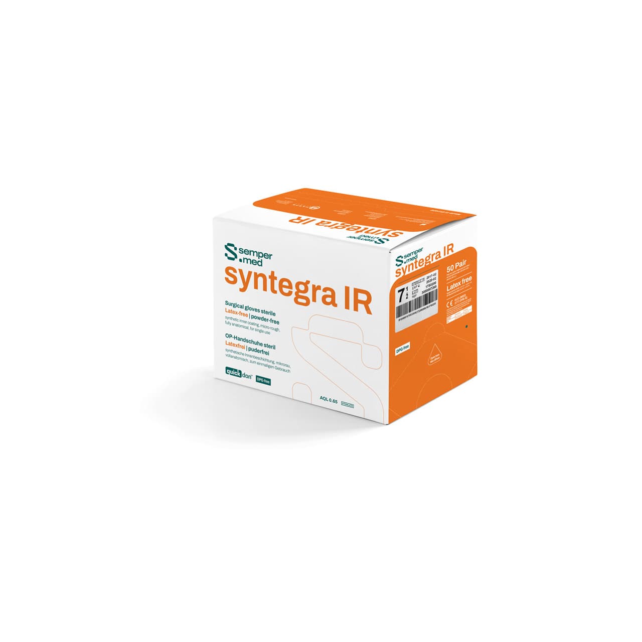 Sempermed Syntegra IR Latex Free Surgical Gloves, Size 7.5 - Case of 240 - Image 1