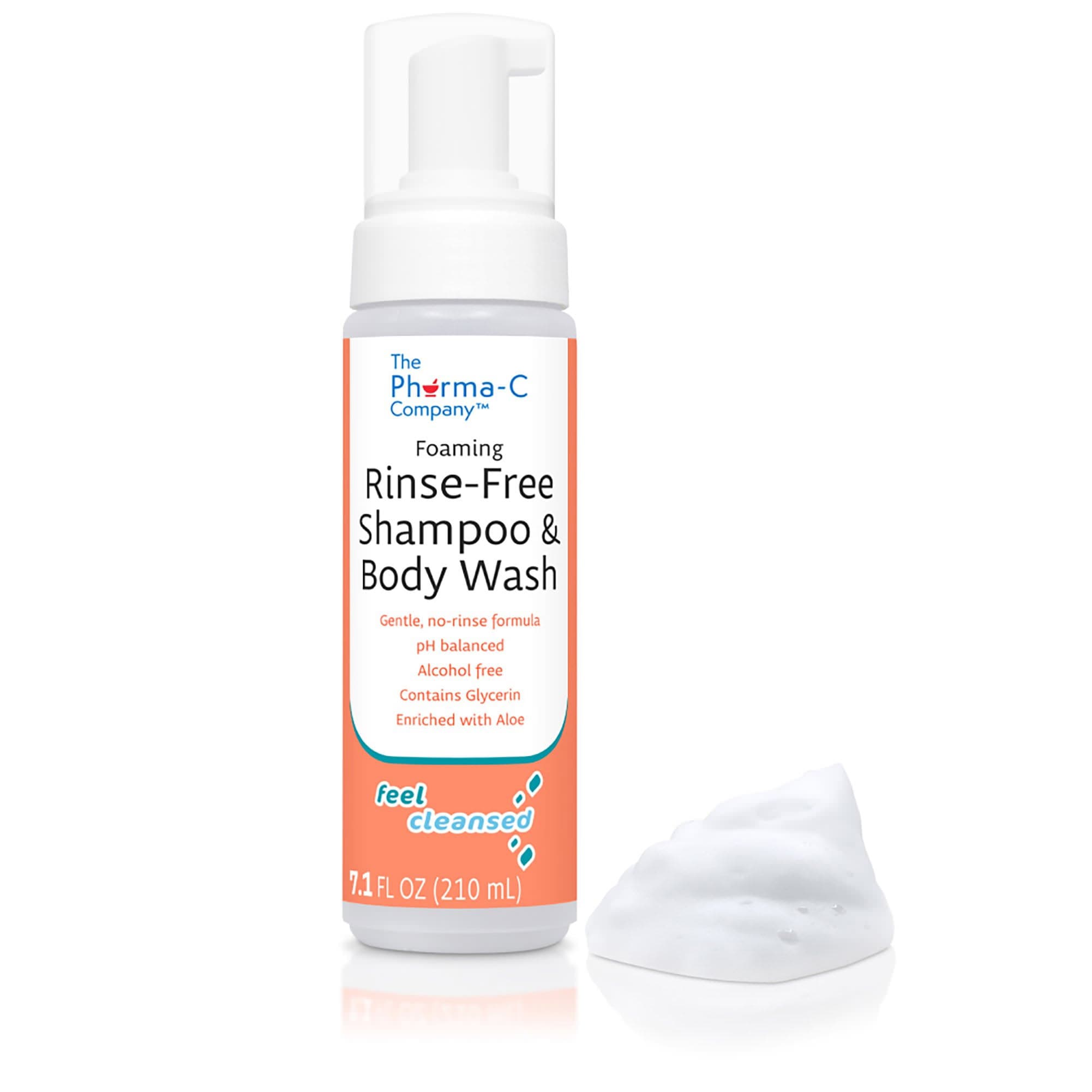 Pharma-C Company Foaming Rinse-Free Shampoo and Body Wash, 7.1 oz - Case of 6 - Image 1