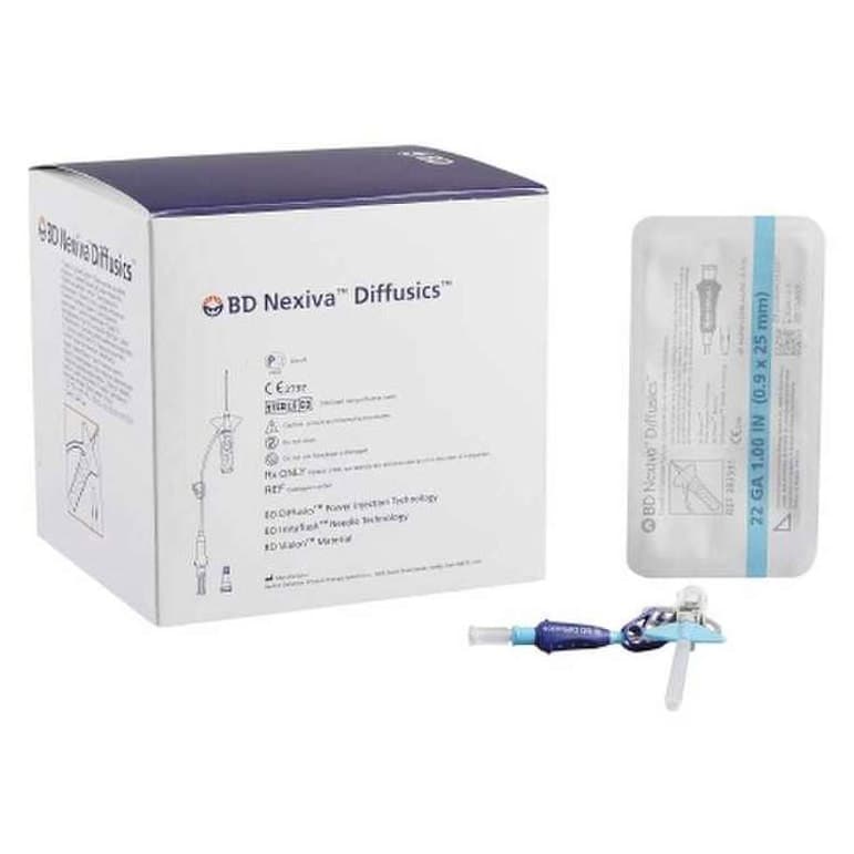 Nexiva Diffusics Closed IV Catheter, 20 Gauge, 1 Inch - Box of 20 - Image 1