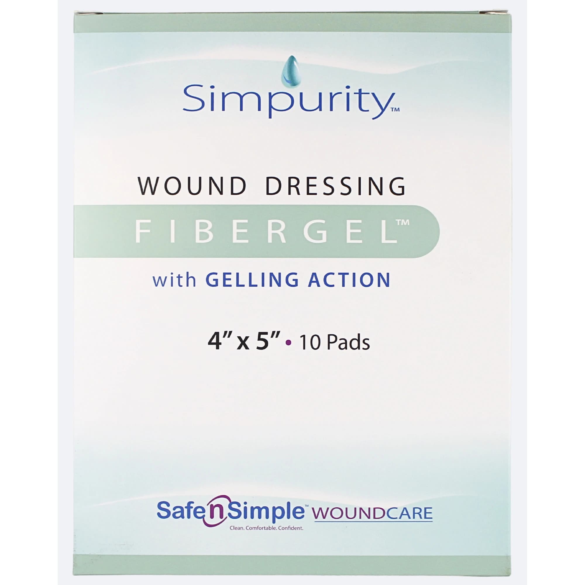 Simpurity FiberGel Wound Dressing, 4 x 5 Inch - Case of 160 - Image 1