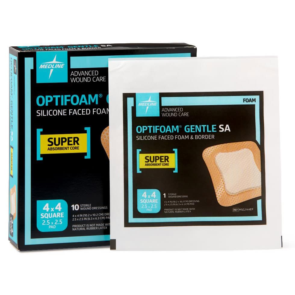 Optifoam Gentle Sa Silicone-faced Foam Dressing, Sterile, 4 x 4 Inch - Case of 100 - Image 1