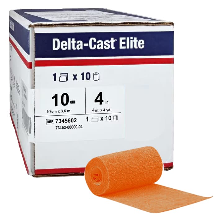 Delta-Cast Elite Polyester Cast Tape, Orange, 4 Inch x 12 Feet - Box of 10 - Image 1
