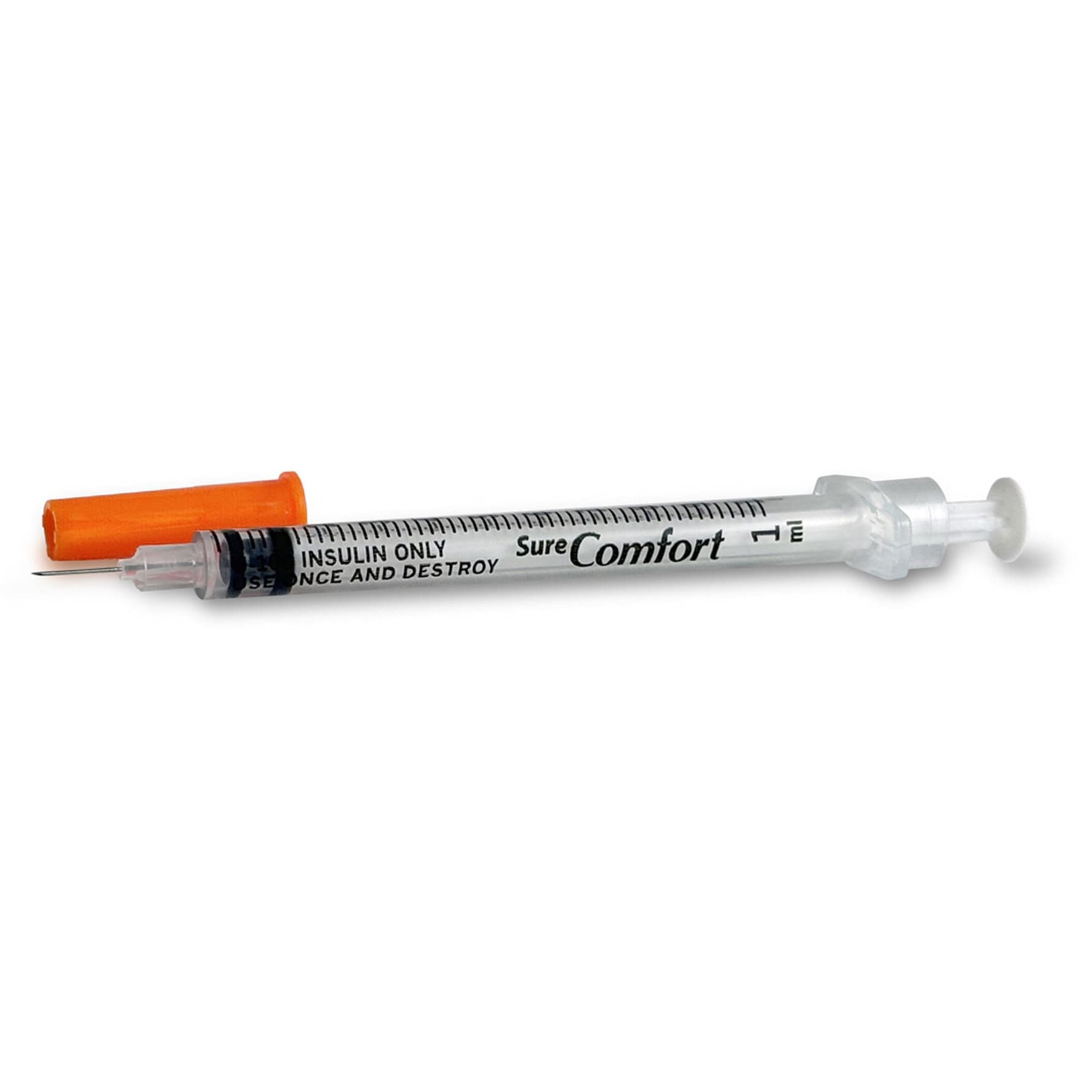 Surecomfort Standard Insulin Syringe with Attached Needle, 29 Gauge, 5/16 Inch - Box of 100 - Image 1