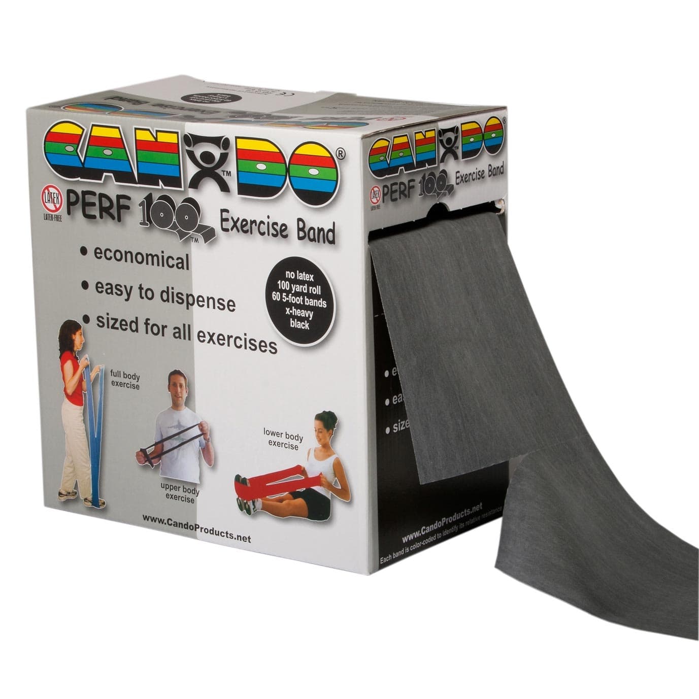 CanDo Latex Free Exercise Band, 100 Yard Perf 100 Roll, Black, Extra Heavy - Image 1