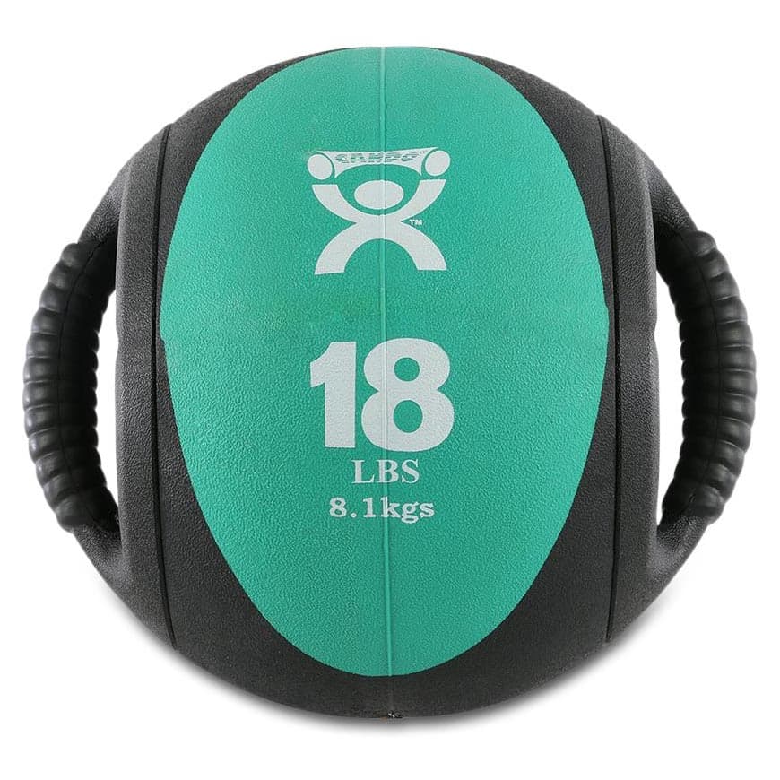 CanDo Dual-Handle Medicine Ball, Green, 18 Lbs - Image 1