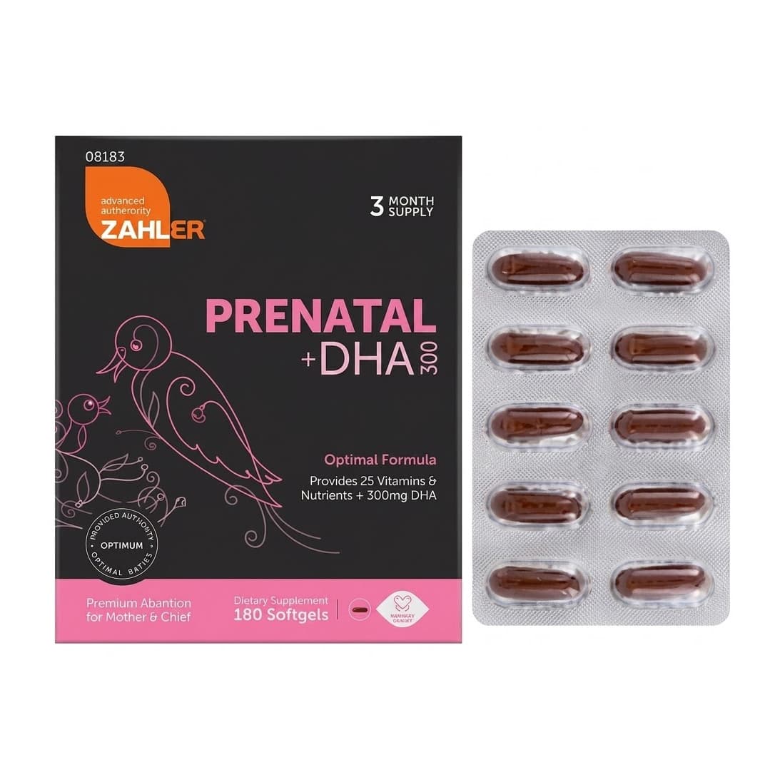 Zahler Prenatal Plus DHA 300 Dietary Supplement Softgels, 180 Count - Each - Image 1
