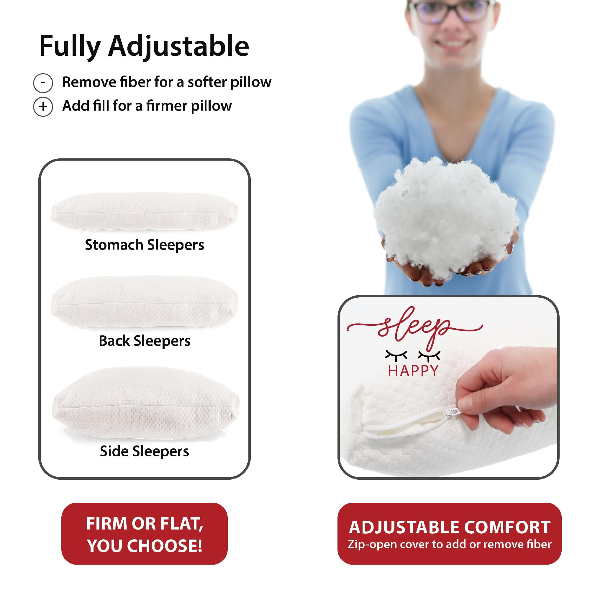 Core Adjust-A-Loft Fiber Adjustable Comfort Pillow - Image 2