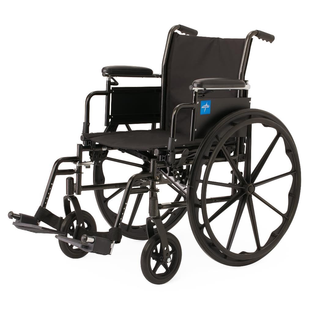Medline Guardian K3 lightweight Wheelchair 20"W x 16"D Seat with Height-Adjustable Desk Length Arm and Swing Away Footrests - Image 1