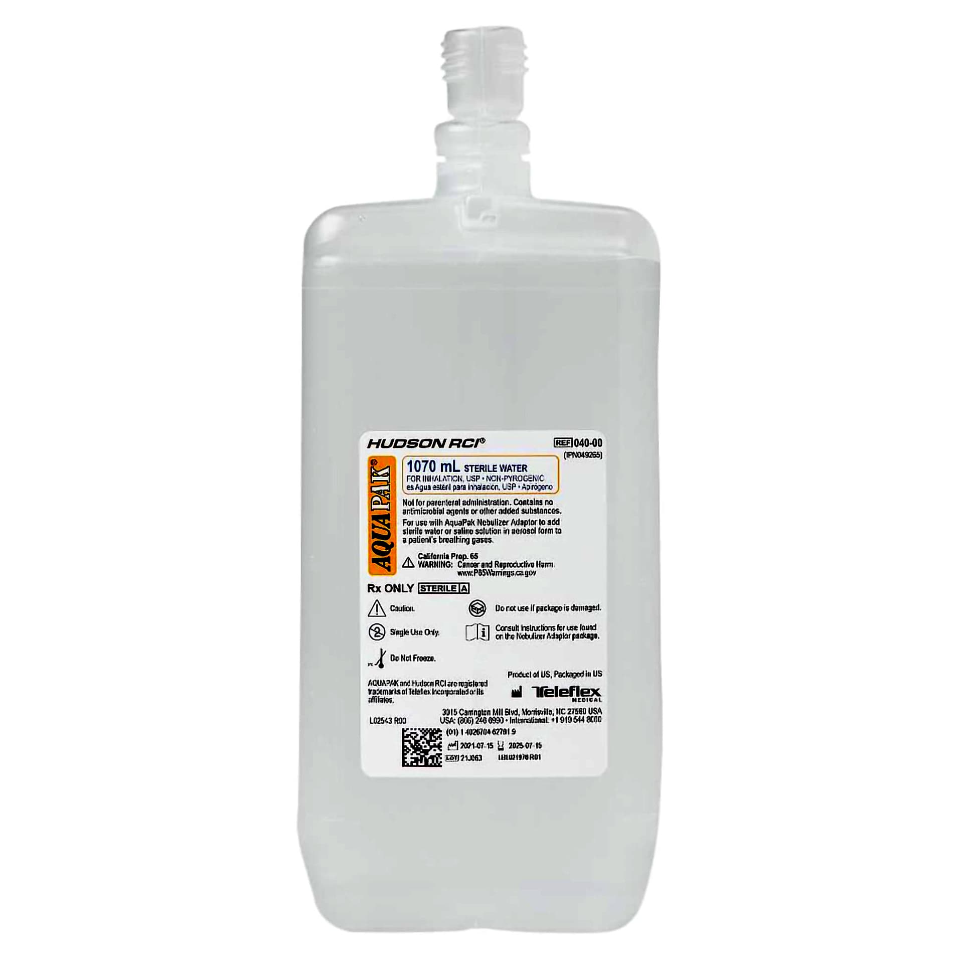 Aquapak Prefilled Nebulizer Sterile Water, 1070 mL - Image 1