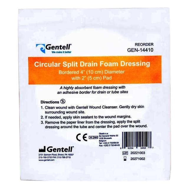 Gentell Circular Split Drain Foam Dressing - Image 2