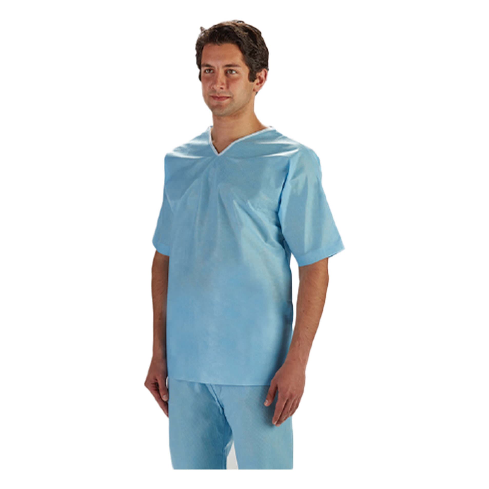 Graham Medical Scrub Shirt, Light Blue, Large - Case of 30 - Image 1