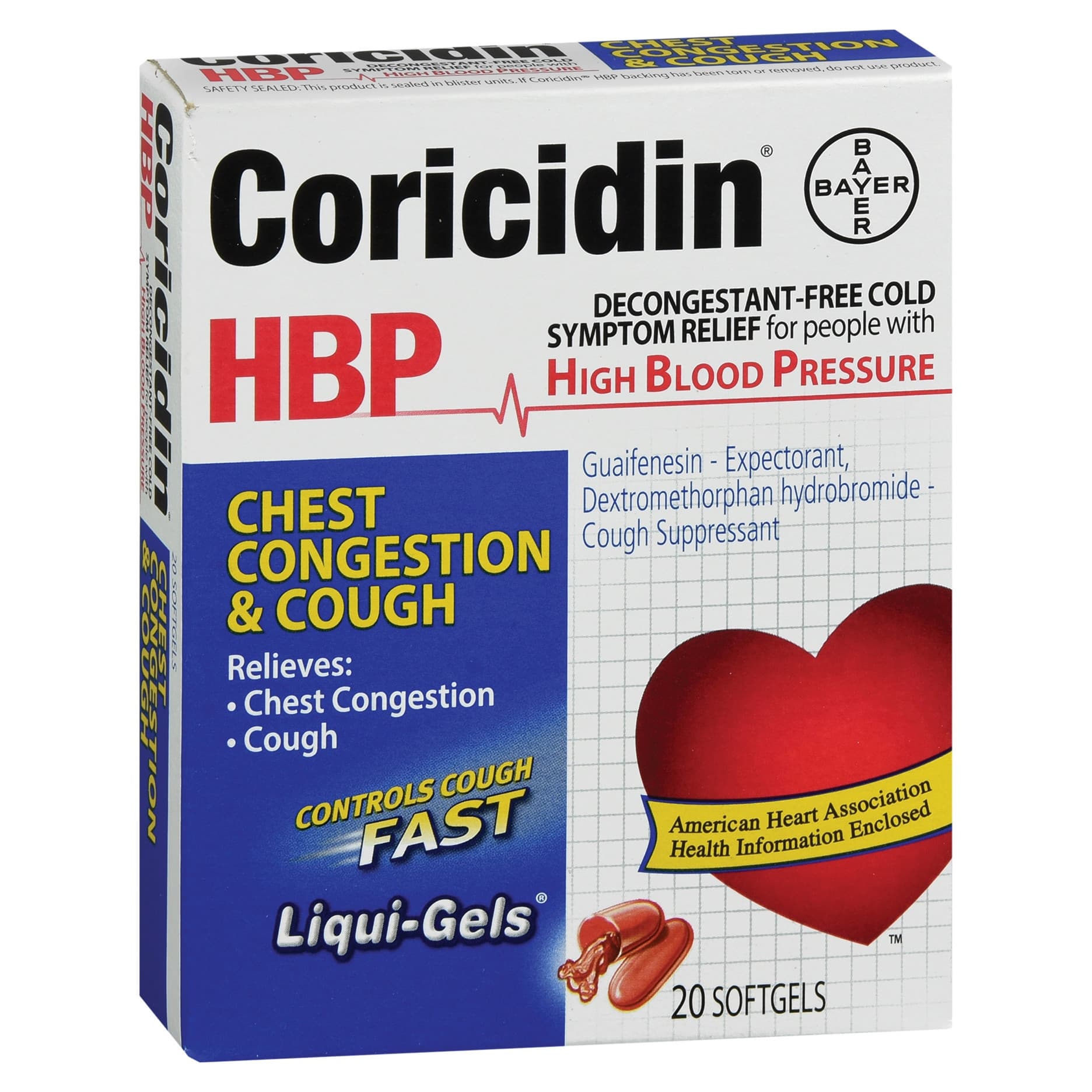 Coricidin Hbp Chest Congestion & Cough Cold And Cough Relief Softgel - Image 1