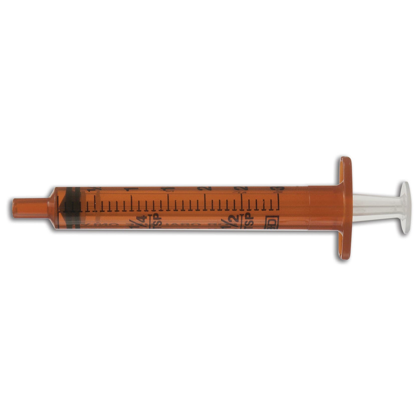 BD Oral Syringe with Tip Cap, Amber, 3 ml - Case of 500 - Image 1