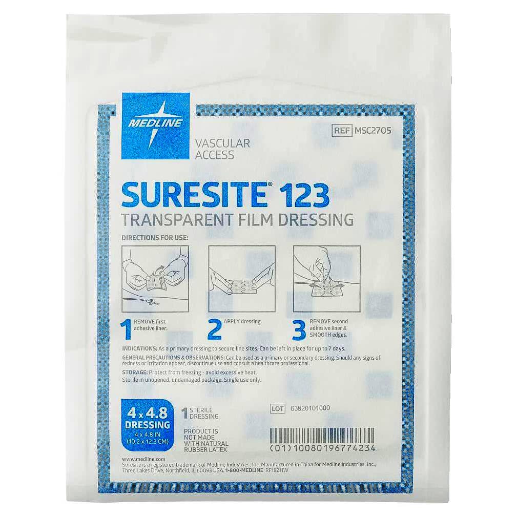 Suresite 123 Transparent Film Dressing, Sterile, 4 x 4.8 Inch - Each - Image 1