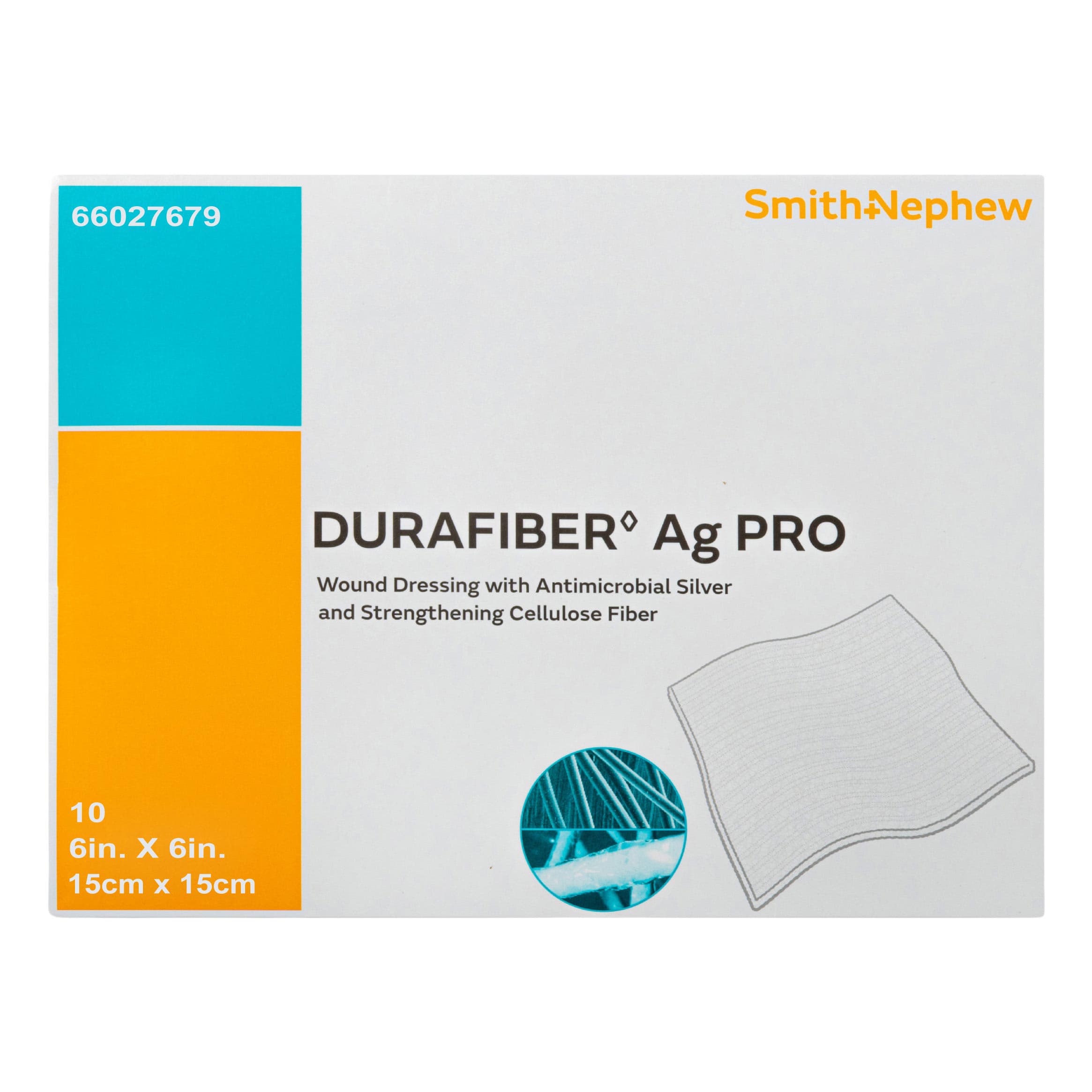 Smith & Nephew Durafiber Ag Pro Silver Gelling Fiber Dressing, 6 x 6 Inch - Case of 65 - Image 1