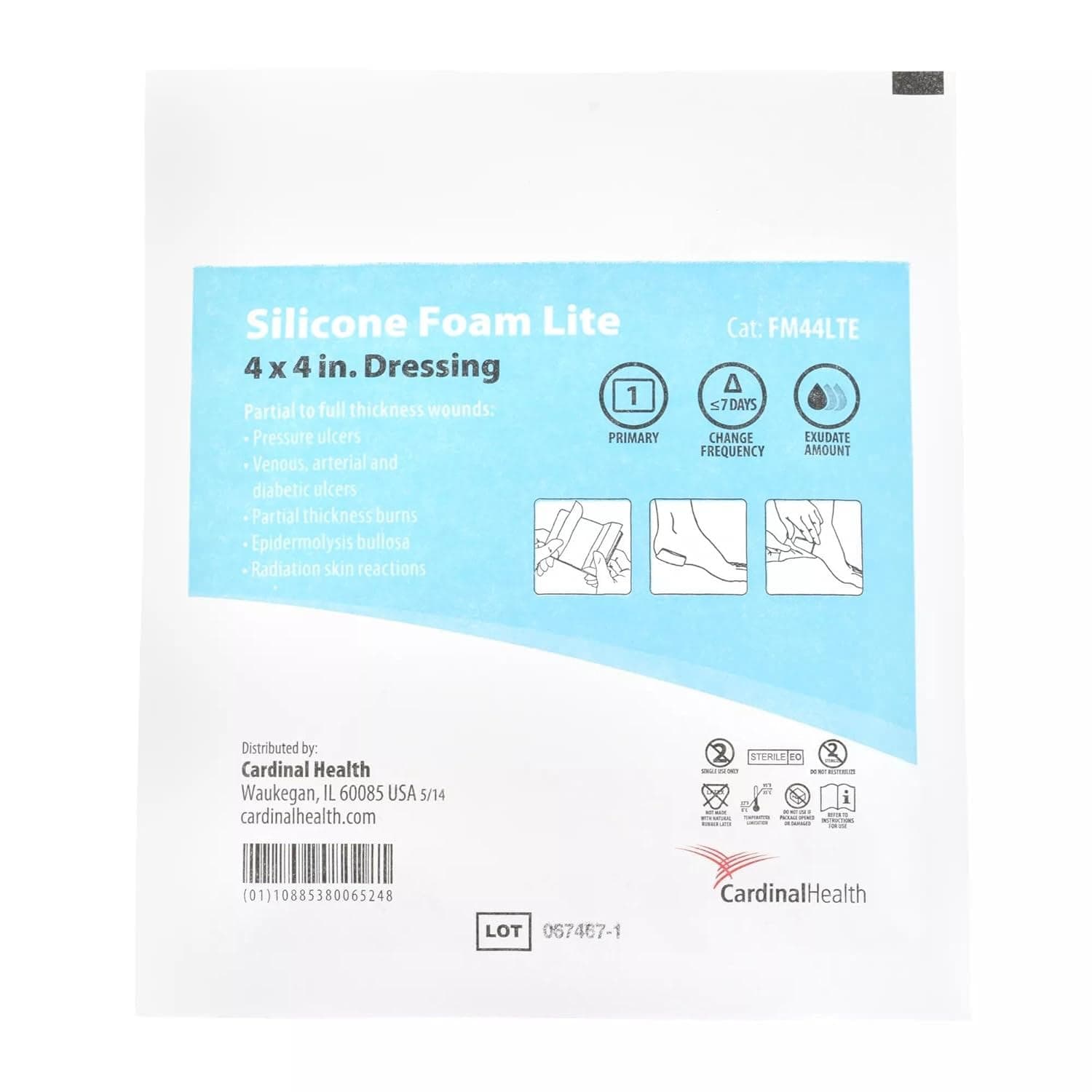 Cardinal Health Kendall Silicone Non-Bordered Lite Foam Dressing, 4 x 4 Inch - Image 1