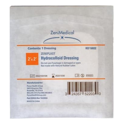 ZeniPlast Hydrocolloid Dressing, 2 x 2 Inch - Each - Image 1
