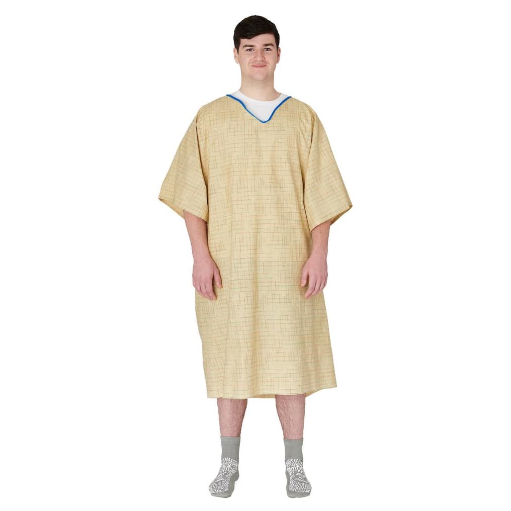Medline Cotton/Poly Blend Deluxe Cut Patient Gown with Side Ties, 10XLarge - 1 Dozen