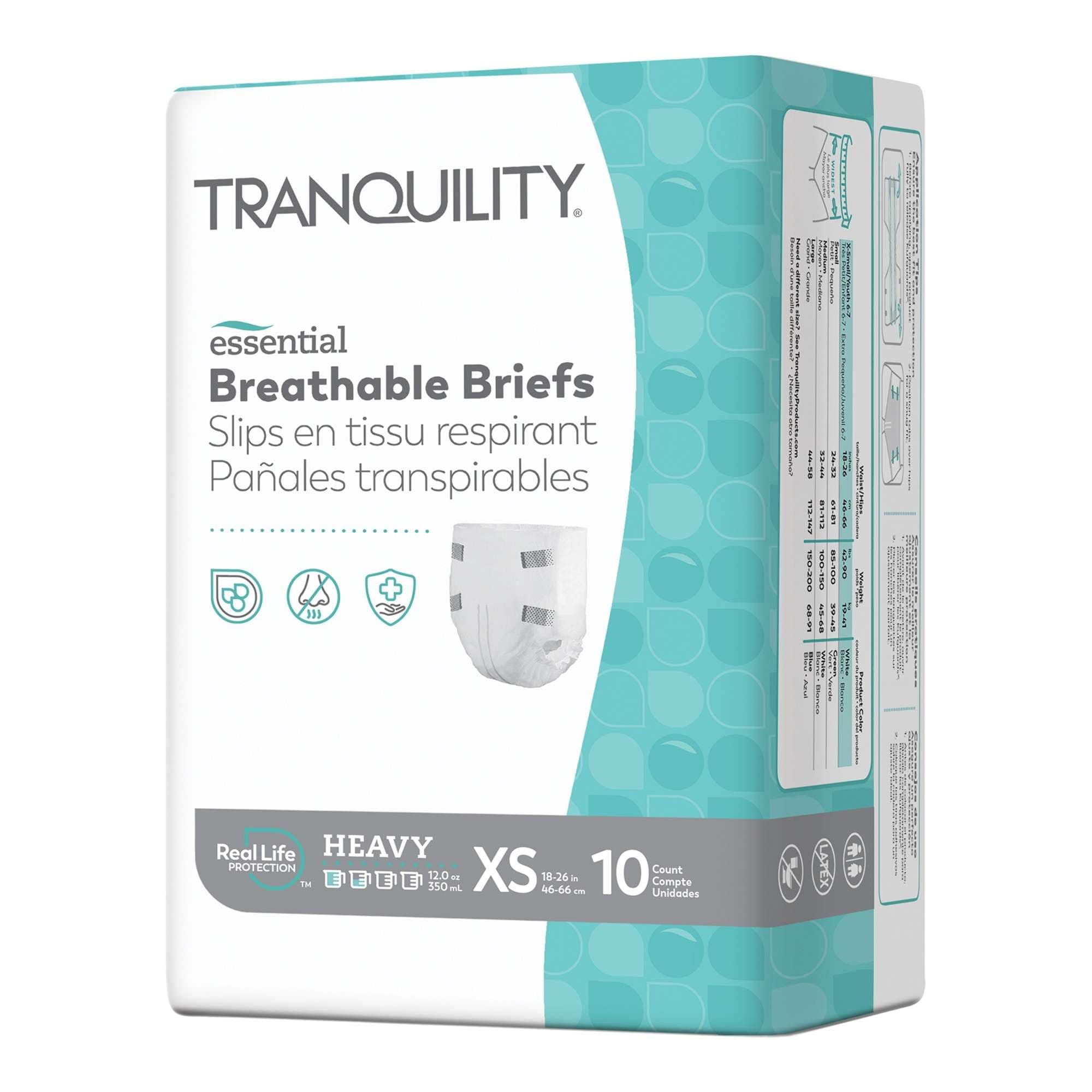 Tranquility Essential Heavy Breathable Briefs, Extra Small - Package of 10 - Image 1