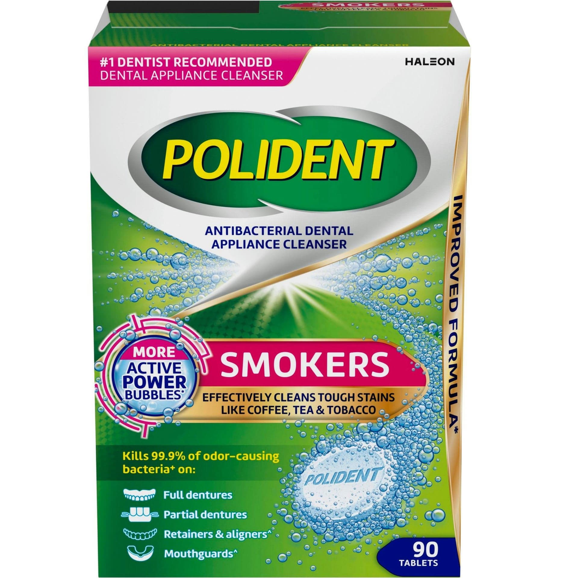 Polident Smokers Antibacterial Dental Appliance Cleanser Tablets - Box of 90 - Image 1