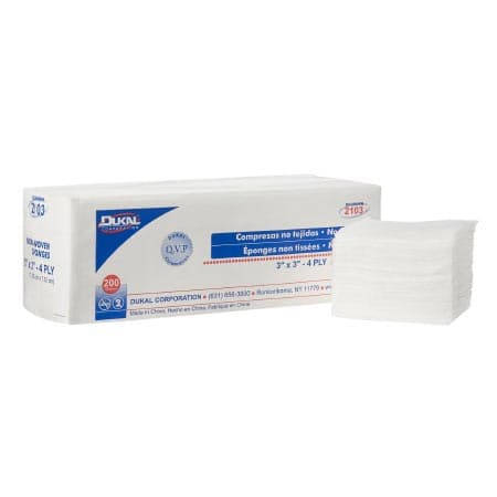 Dukal Clinisorb 4-Ply Square Nonwoven Sponge, 3 x 3 Inch, Non-Sterile - Case of 4000 - Image 1