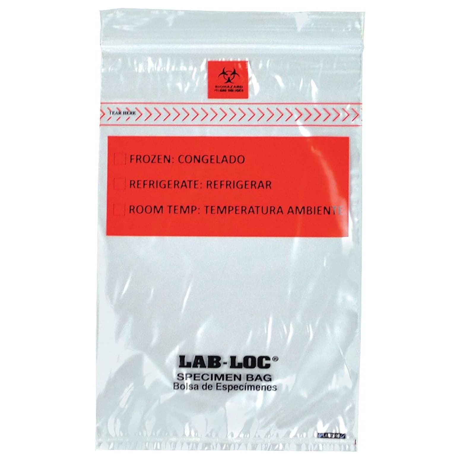 Lab-Loc Specimen Transport Bag with Document Pouch, Zip Closure, 6 x 9 Inch, 1.75 mil - Case of 1000 - Image 1