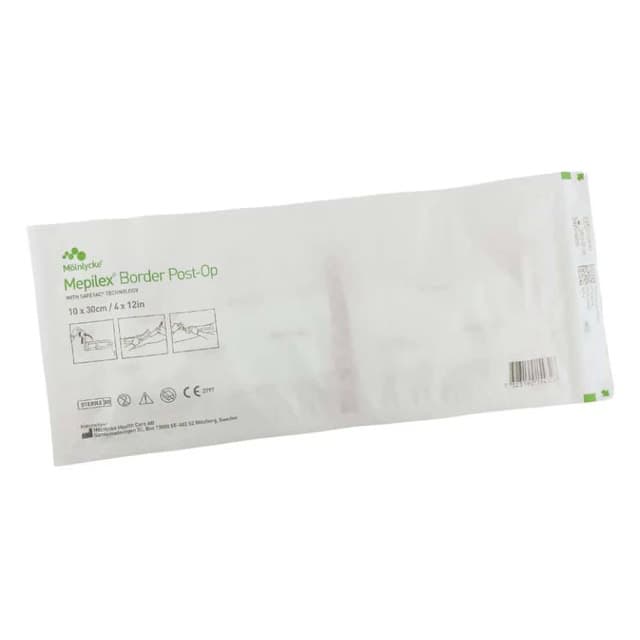 Mepilex Border Post-Op Ag Antimicrobial Dressing, 4 x 12 Inch - Each - Image 1