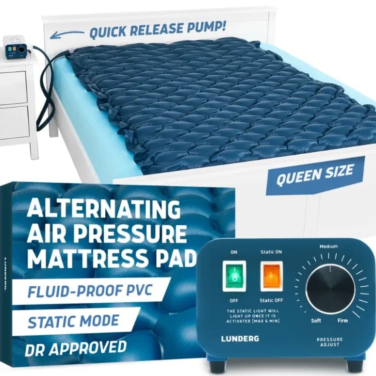 Lunderg Alternating Air Pressure Mattress Pad with Pump, PVC Queen Size (52"x75") - Image 1