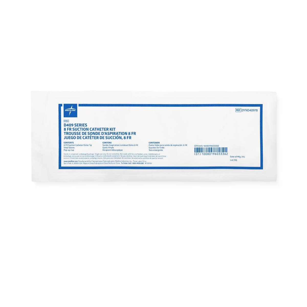 Medline Suction Catheter Kit, Two Gloves, DeLee Tip, 8 fr - Case of 50 - Image 1