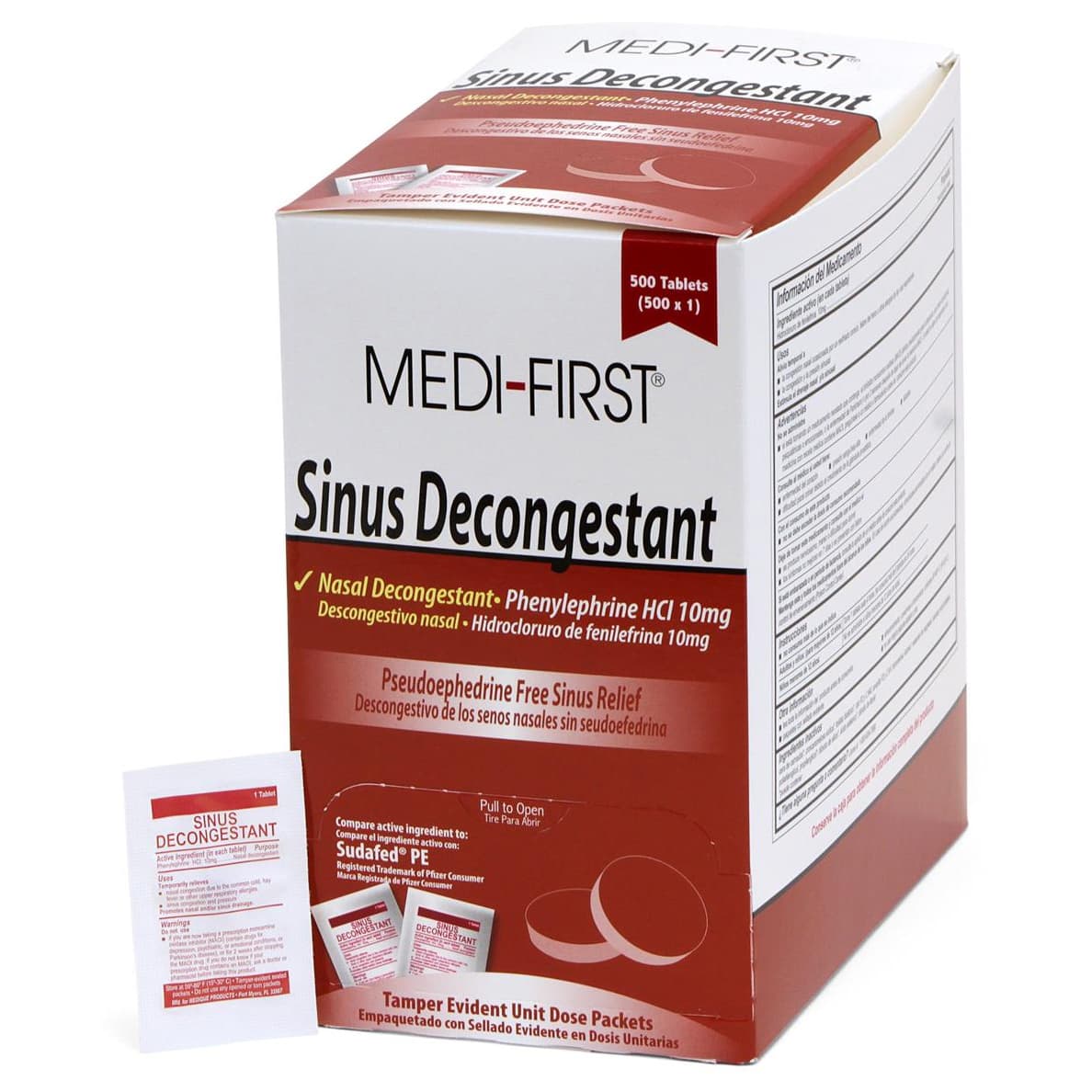 Medi-First Sinus Decongestant Phenylephrine HCL Tablet, 10 mg - Box of 500 - Image 1