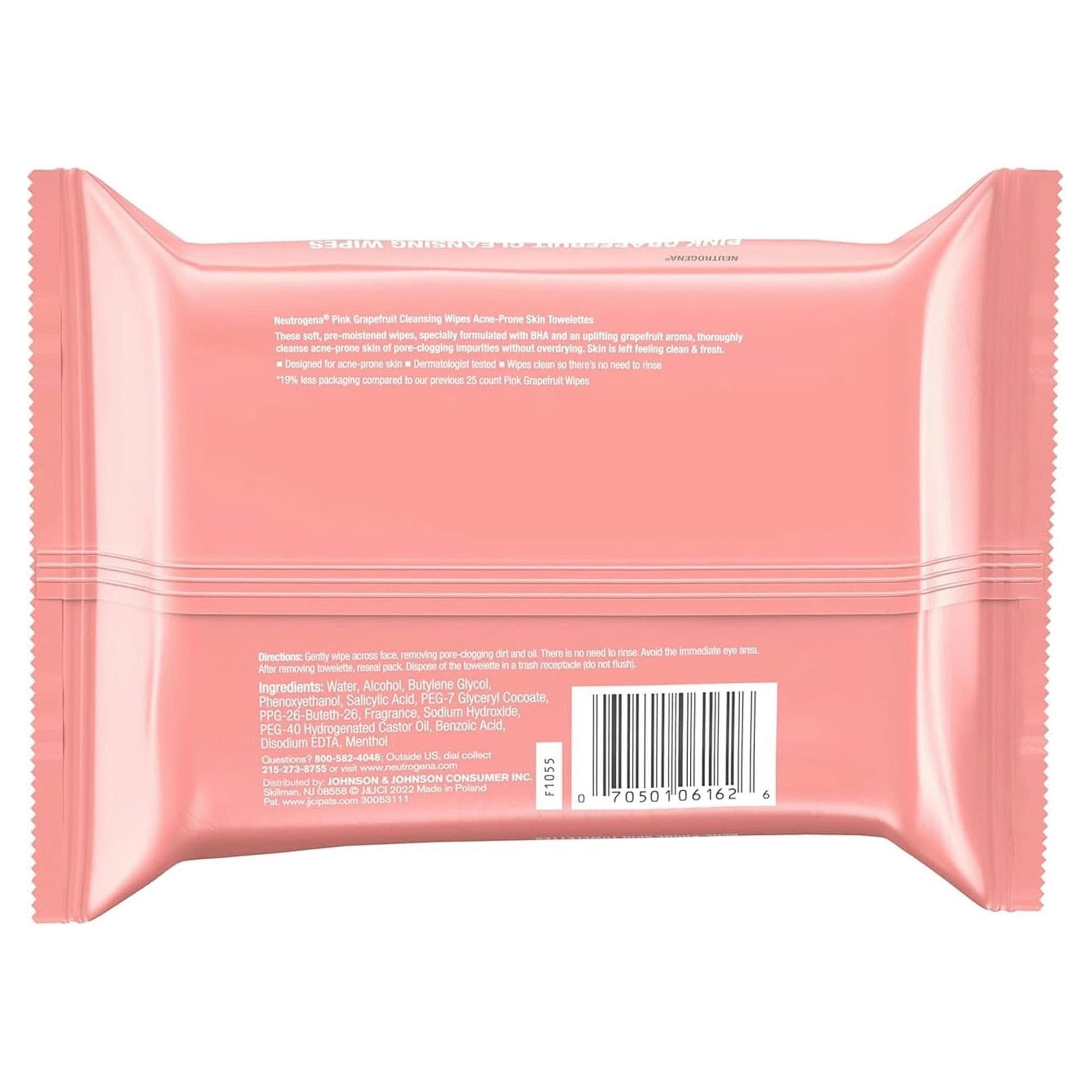 Neutrogena Facial Cleansing Towelettes, Oil-Free, Pink Grapefruit - Pack of 25 - Image 3