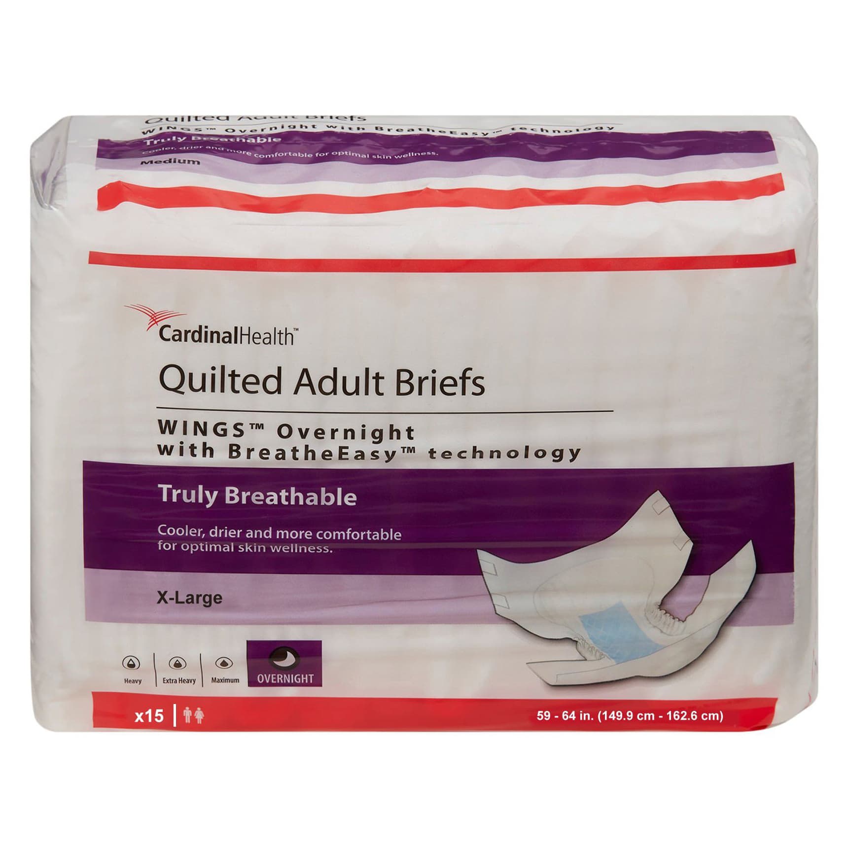 Cardinal Health Wings Overnight Quilted Adult Briefs - Image 3