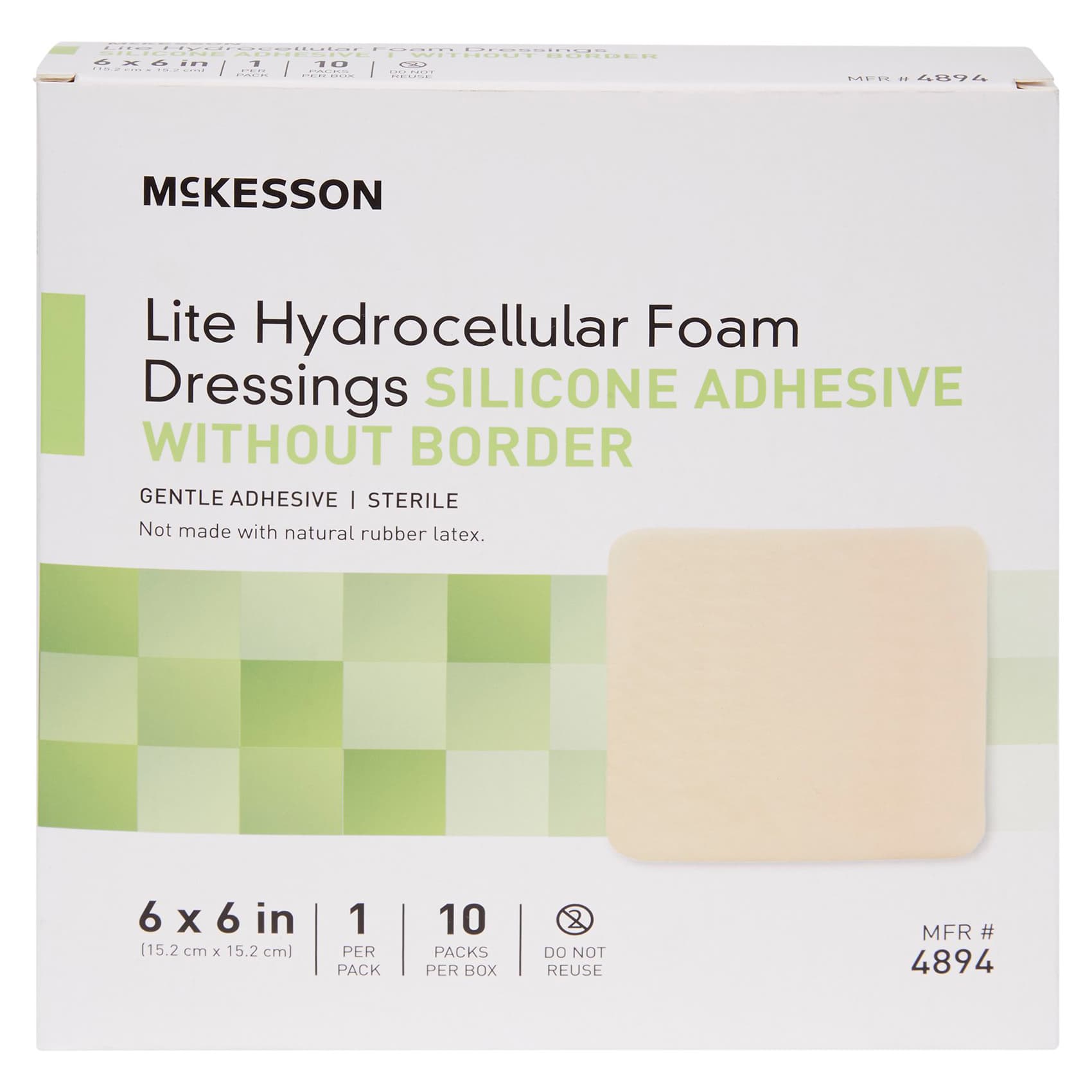 McKesson Lite Thin Silicone Foam Dressing, 6 X 6 Inch, Silicone Gel Adhesive without Border - Each - Image 1