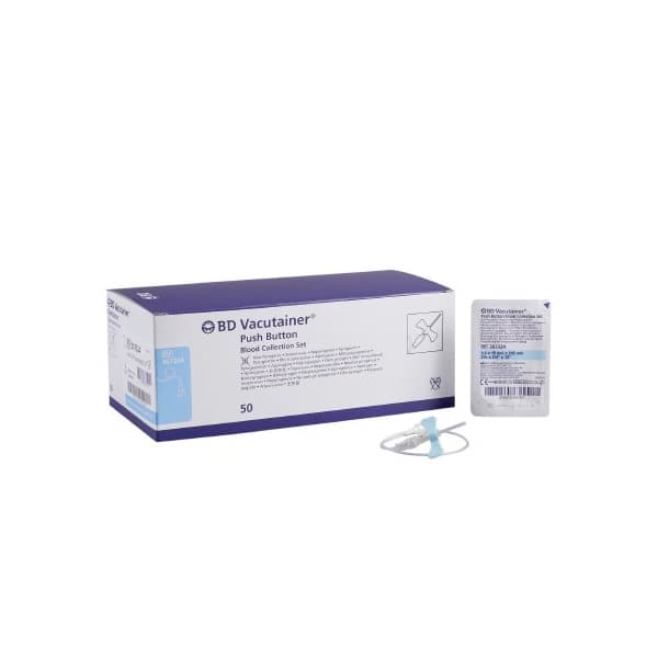 BD Vacutainer Push Button Blood Collection Set Without Luer Adapter, Winged, 23 Gauge - Package of 50 - Image 1