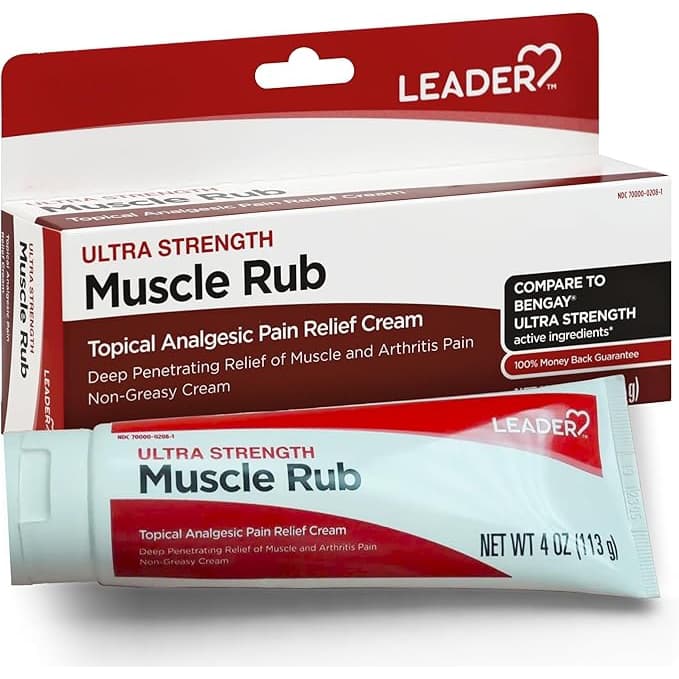 Leader Muscle Rub Ultra Strength Cream, 4 oz (Compare To Bengay) - Each