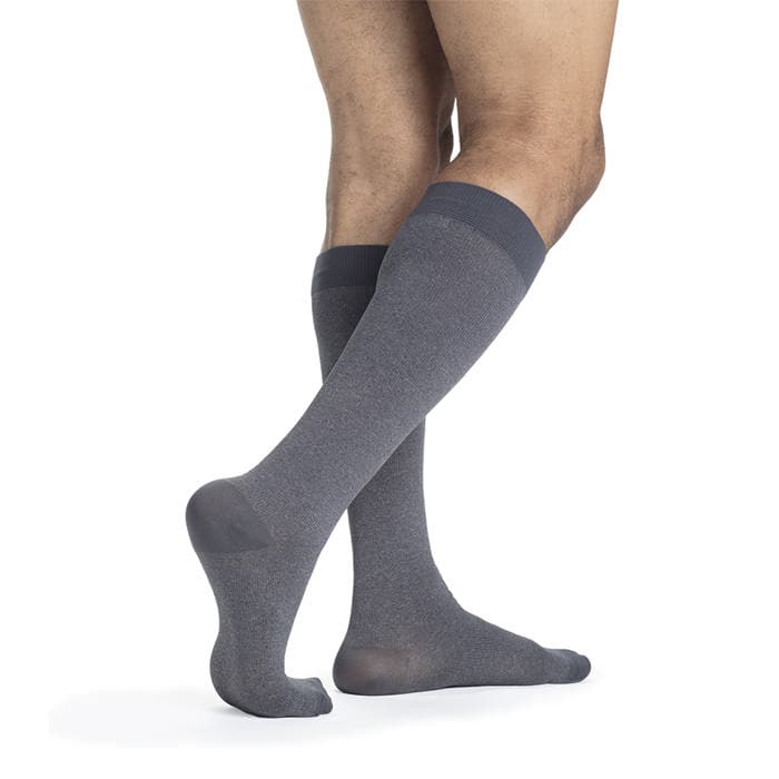 Sigvaris Men's Style Microfiber Patterns Calf High Compression Socks, 20-30mmHg, Medium-Short, Graphite Heather - Pair - Image 1