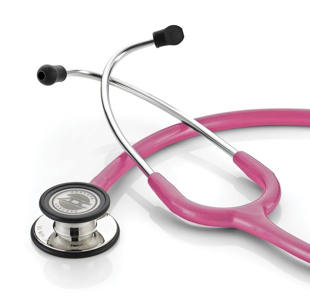 ADC Adscope Convertible Clinician Stethoscope, Mirror Finish-Metallic Raspberry Tubing - Each - Image 1